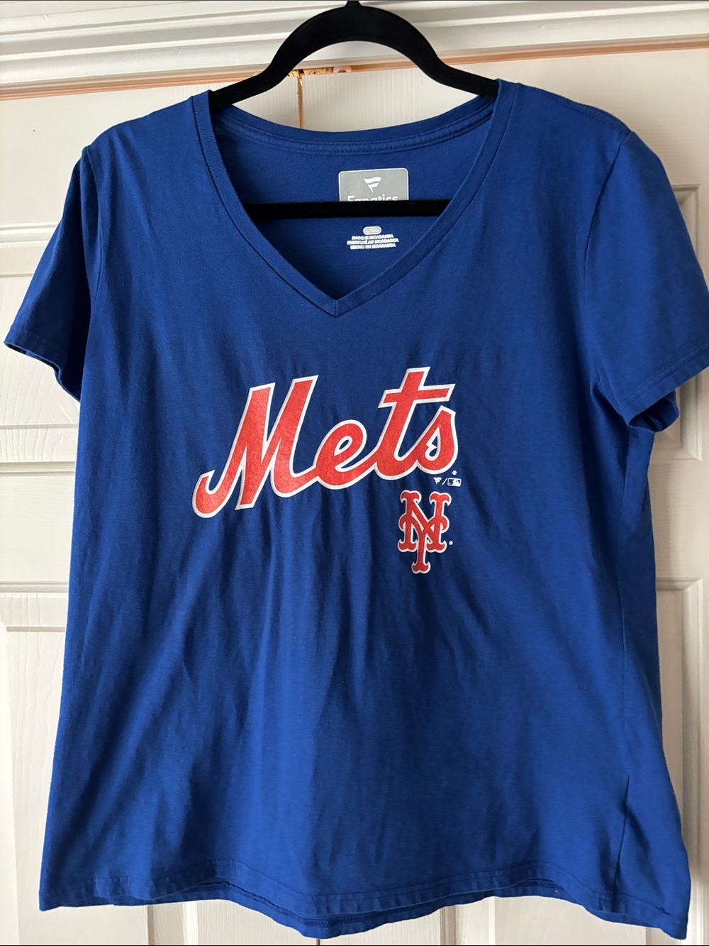 Fanatics Royal Blue New York Mets V-Neck Tee with Orange Logo